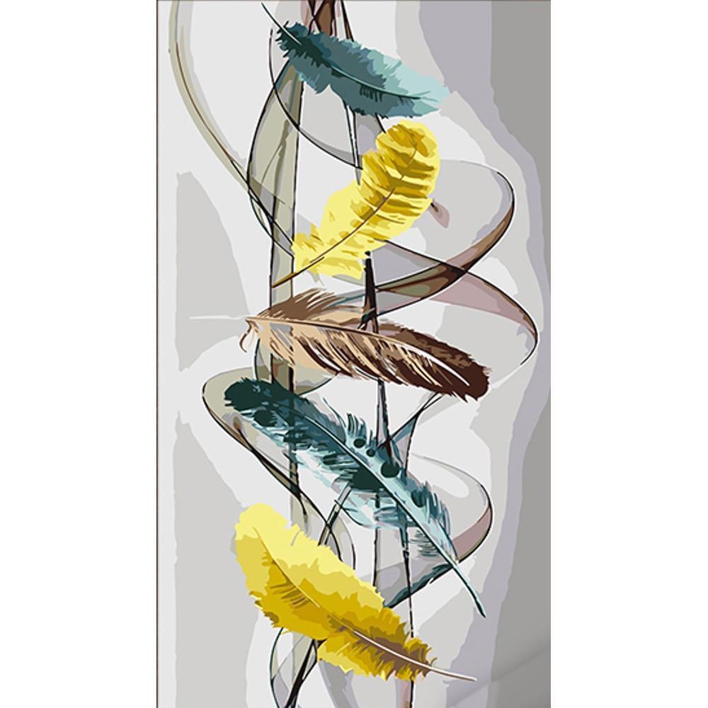 Картина за номерами Strateg Абстракція з пір'ям 50х25 см (WW222)