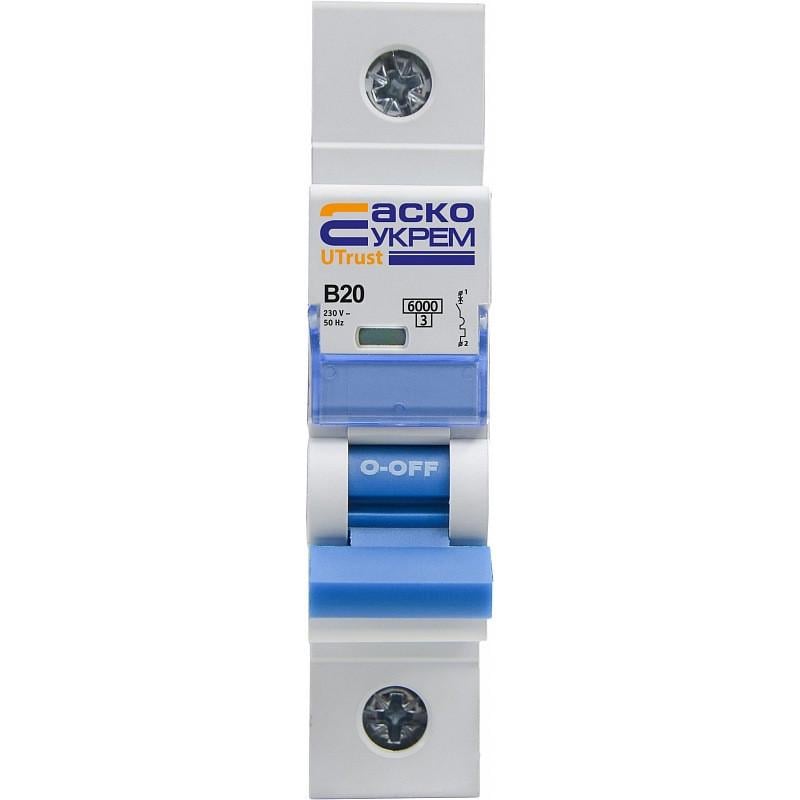 Автоматический выключатель модульный Аско-Укрем UTrust 1 полюс 20А тип B 6kА A0010210009 (51734)