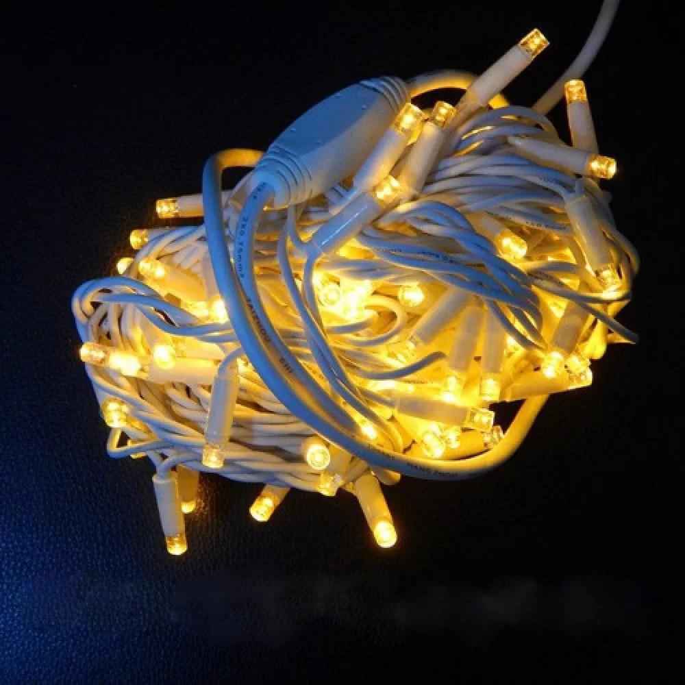 Гирлянда уличная Нить LED 100 провод Теплый белый (1-43)