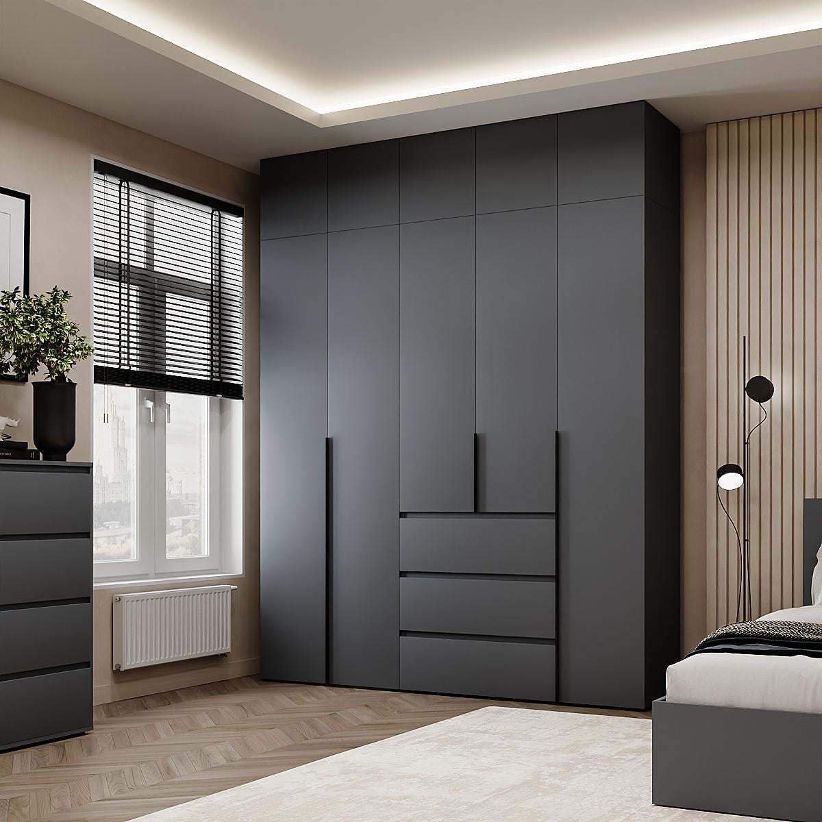Шкаф распашной комбинированый №4 Light с антресолью 2000x500x2600 Графит (GAA2LTK047000000)