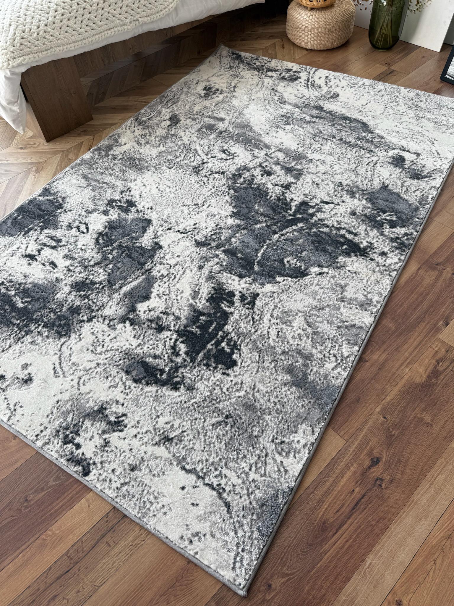 Килим прямокутний з абстрактним дизайном 100х200 см Сірий