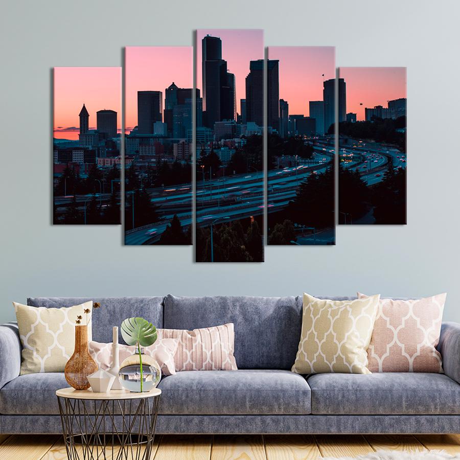 Картина город Панорамный вид на город Сиэтл 112x68 см (A604-5)