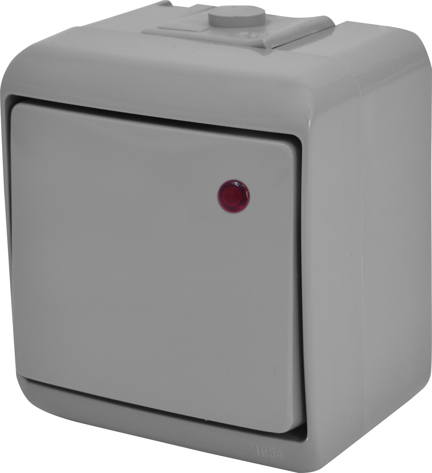 Вимикач 1-клавішний з підсвічуванням VHE-1L-SR IP54