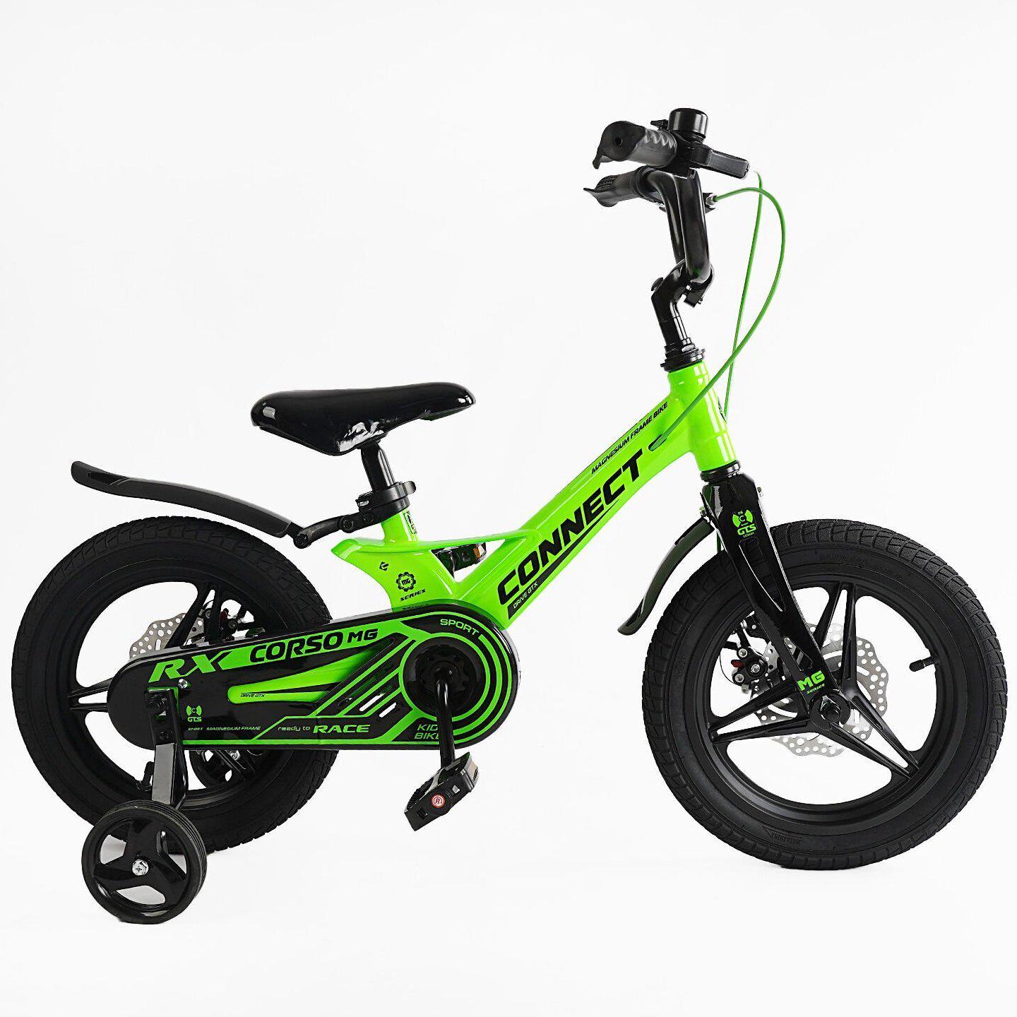 Велосипед двухколесный Corso Connect 14" детский магниевый Зеленый - фото 2
