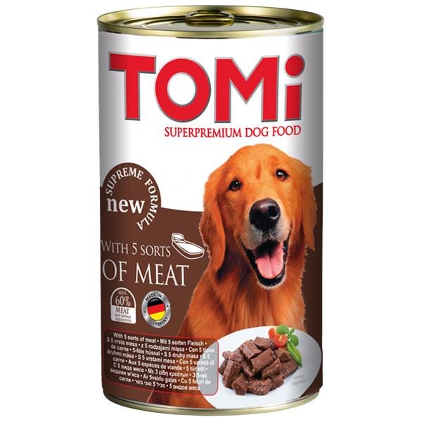 Корм влажный для собак TOMi 5 kinds of meat 5 видов мяса 1,2 кг (1486)