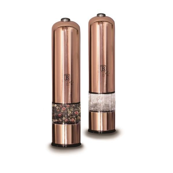Набір електричних млинів для солі та перцю Berlinger Haus Metallic Line Edition BH-1905 з підсвічуванням нержавіюча сталь Rose Gold