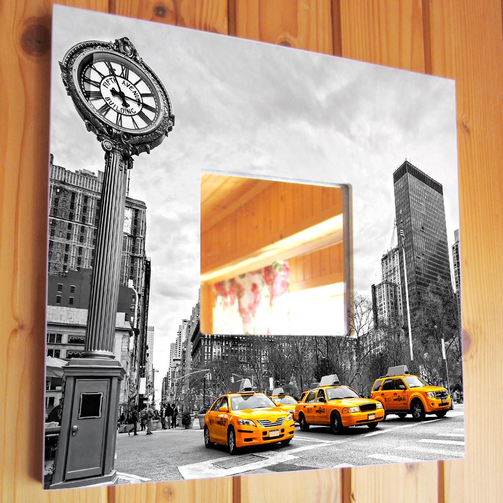 Зеркало декоративное Желтые такси Нью-Йорка 260х260 мм (M03709)