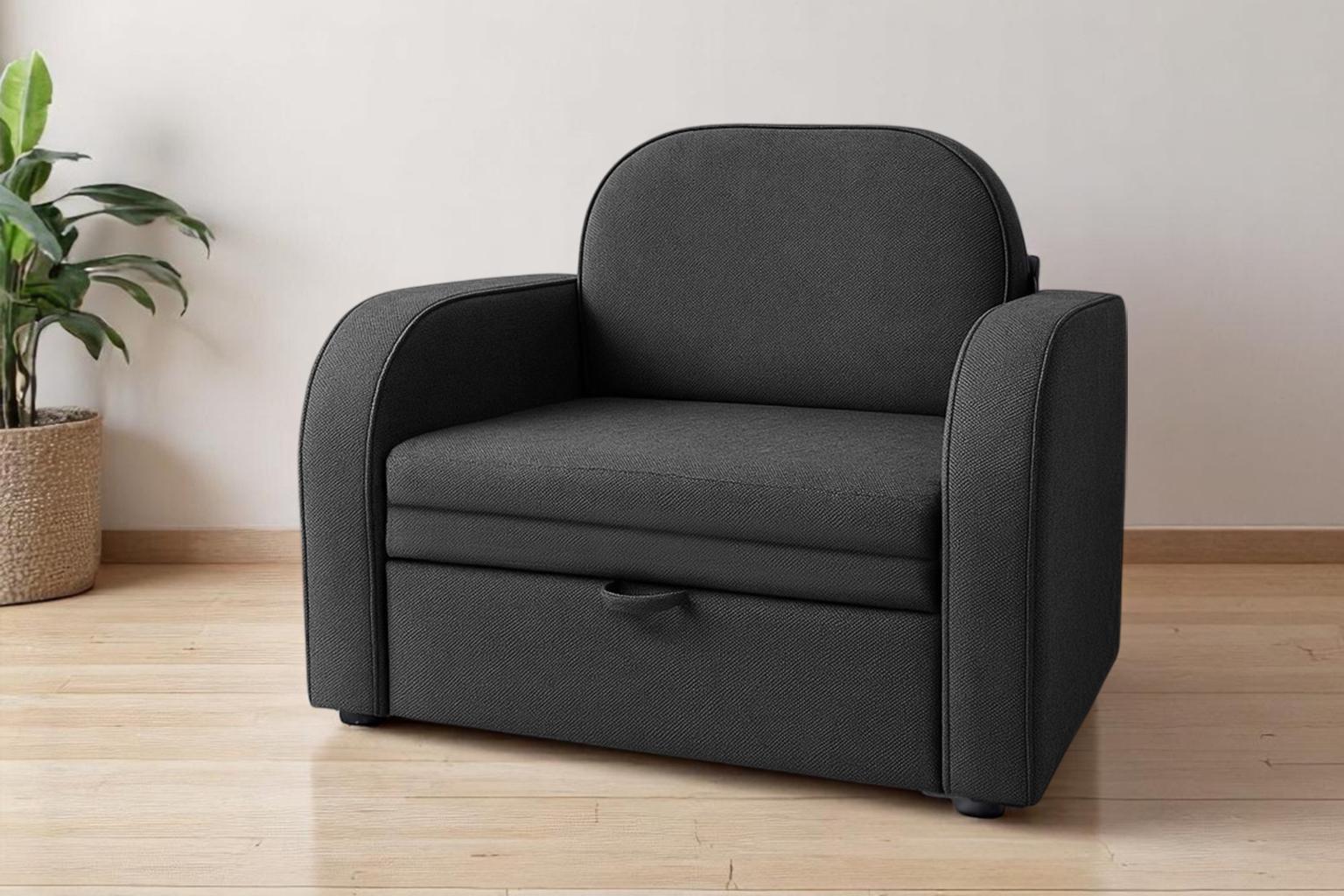 Диван-кресло мягкий раскладной Tobi Sho Дрим рогожка Bahama 1140х850х730 мм 42/Антрацит