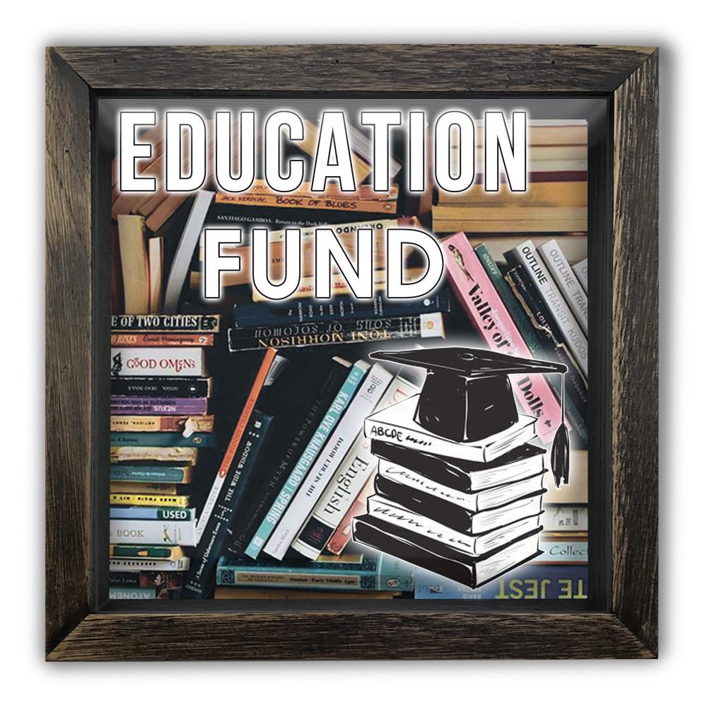 Копилка Education fund деревянная 20x20x6,5 см винтажная Коричневый (хркп0013ква)