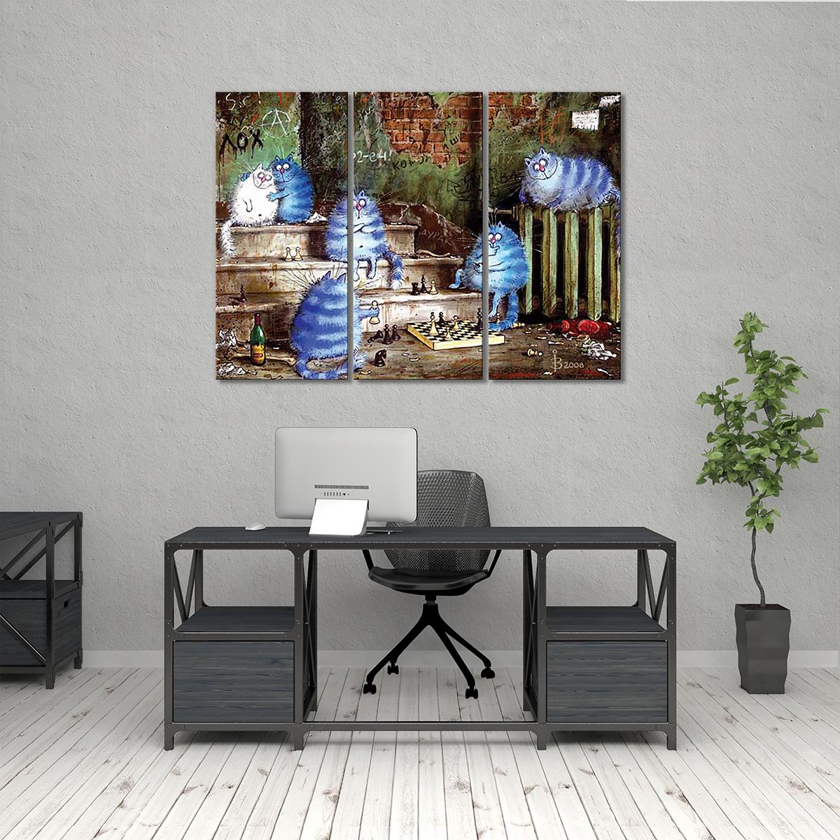 Модульная картина Развлечение в подворотне 3 модуля 90x135 см