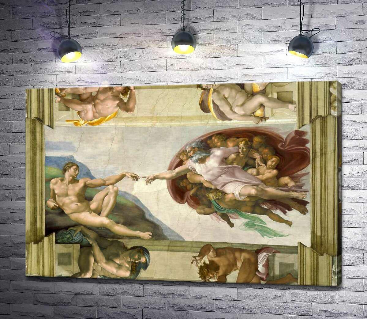 Картина ArtPoster Создание Адама (La creazione di Adamo) - Микеланджело Буонарроти (Michelangelo Buonarroti) 130x87 см Модуль №1 (000157)