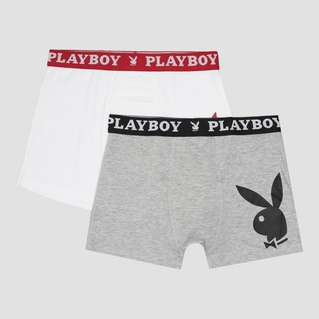 Труси-боксери PLAYBOY ANNYA BOXERSHORT L Білий/Сірий (ANNYA-22 L)