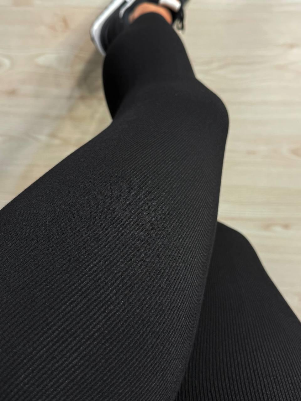 Лосины женские Kataya 6829 утепленные в рубчик хлопковые р. 42-48 Черный (5373) - фото 7