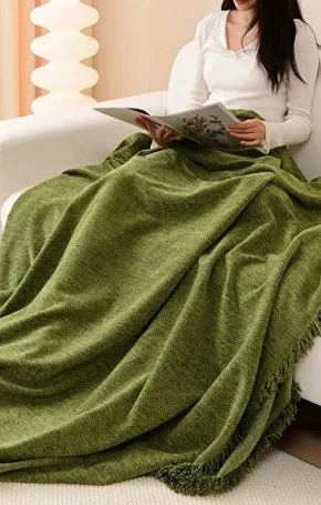 Покрывало с бахромой защитит обивку C00341-5 180х300 Зеленый - фото 2 Покрывало с бахромой защитит обивку C00341-5 180х300 Зеленый - фото 2