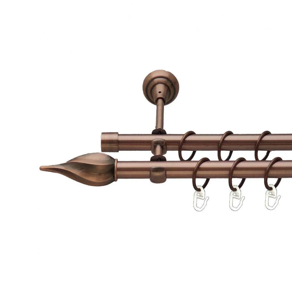 Карниз металевий Orvit Твісто дворядний відкритий/гладка труба/кільце металеве Мідь 19/19 мм 240 см (00-00012140)