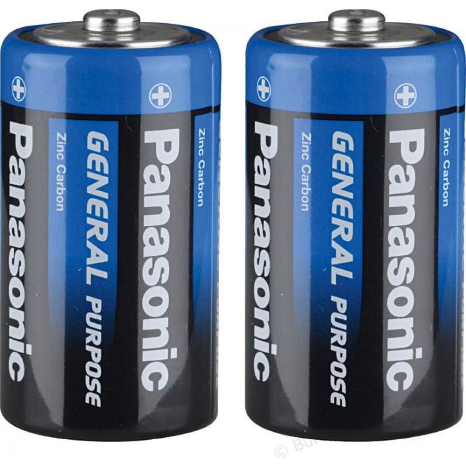 Батарейки PANASONIC General Purpose угольно-цинковые D пленка 2 шт. (R20)