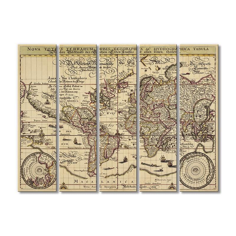 Винтажная карта Новая звезда Tabula Geographica Ac 5 модулей 80x120 см