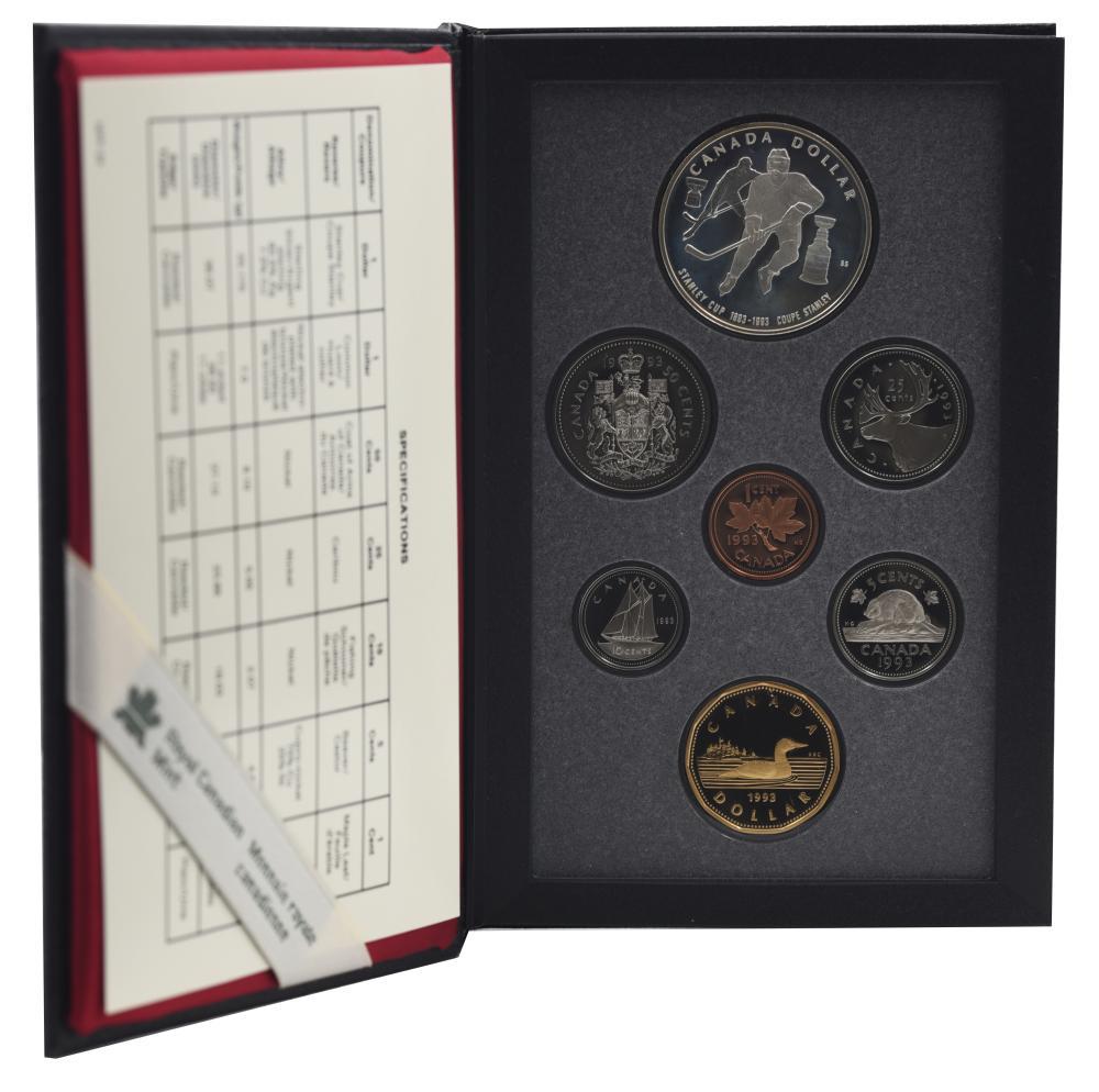 Коллекционные монеты Канада набор из 7 монет 1993 Proof 1/5/10/25/50 центов 1/1 серебро доллар (М23907)