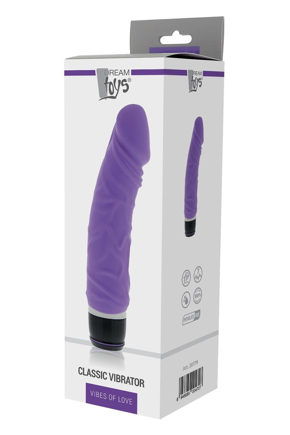 Вибромассажер Классический реалистичный на батарейках DreamToys VIBES OF LOVE Фиолетовый (DT20779)