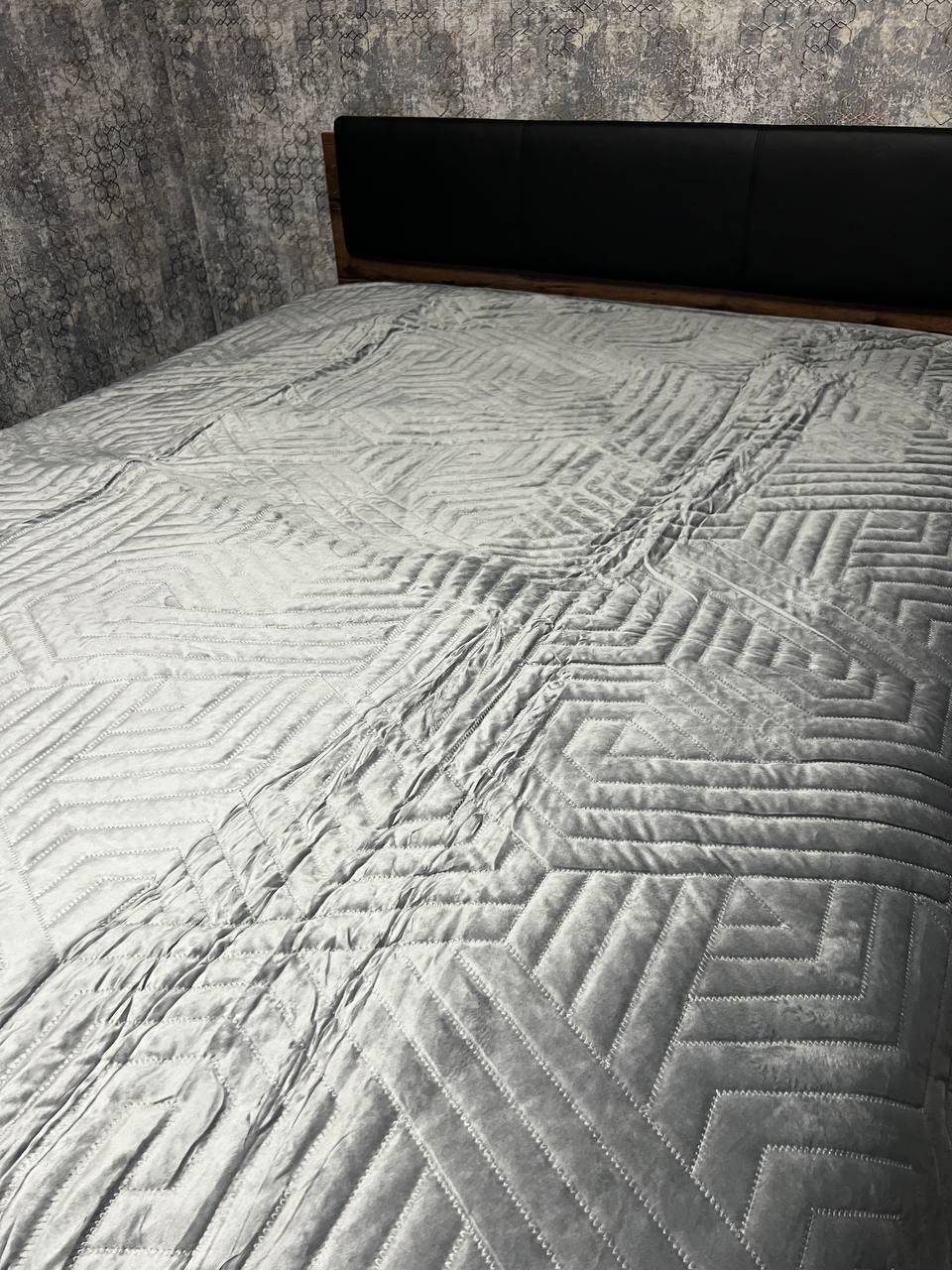 Покрывало велюровое стеганое 220х240 см Серый (Д-rai-pokruvalo-002-01)