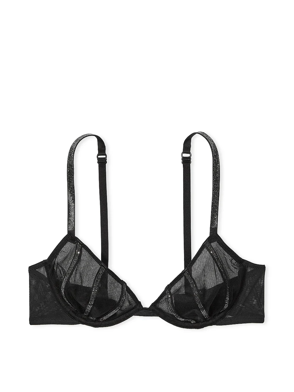 Бюстгальтер Victoria's Secret Sheer Shine Unlined Low-Cut Demi Bra 80B Чорний (26970606) - фото 3 Бюстгальтер Victoria's Secret Sheer Shine Unlined Low-Cut Demi Bra 80B Чорний (26970606) - фото 3