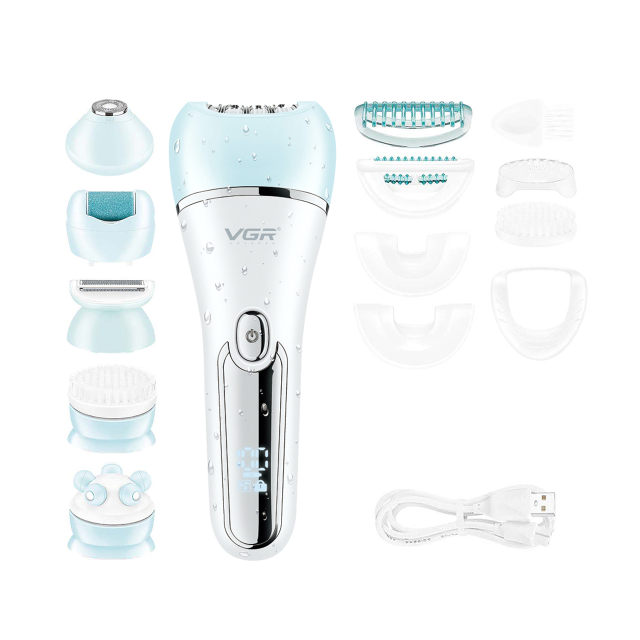 Эпилятор 12в1 беспроводной водонепроницаемый Бирюзовый (1771405999197)