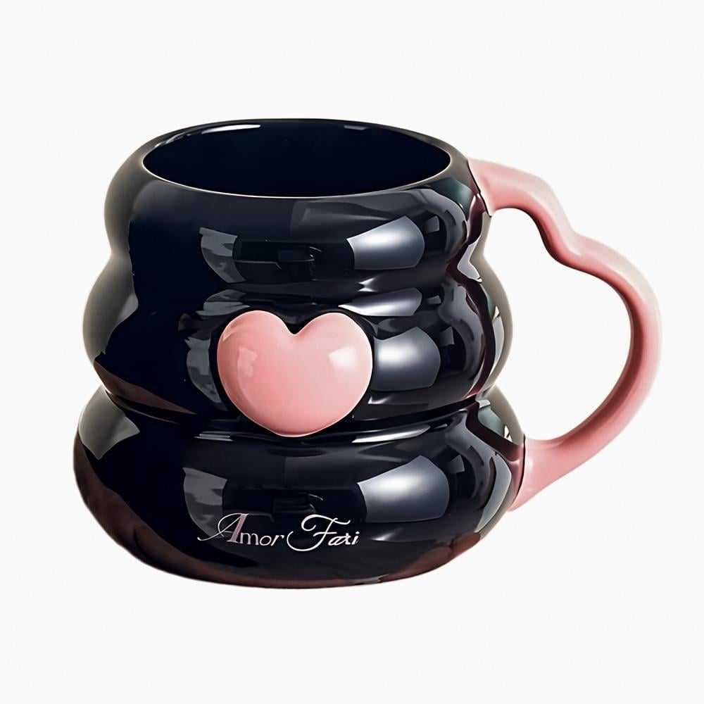 Кружка с латинской надписью Amor Fati любовь к судьбе подарок с содержанием современный стиль 300 мл Черный