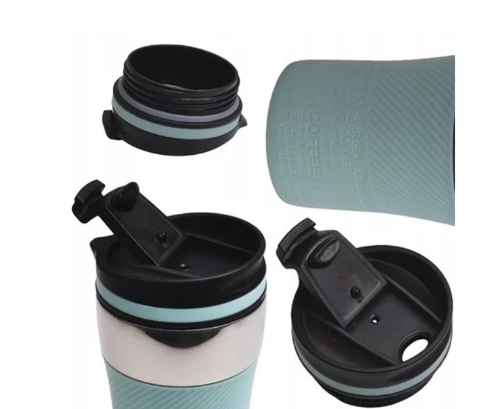 Термокухоль із силіконовою TPR-вставкою Kamille KM-2154 з нержавіючої сталі 260 мл Сталевий/Ментоловий (150-84-2154.3) - фото 4