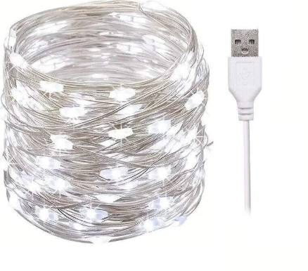 Гирлянда светодиодная USB нить Роса 20 м 200 LED ламп Белый свет