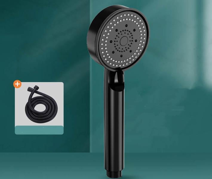 Лейка для душа ручная со шлангом Черный пластик (37292)