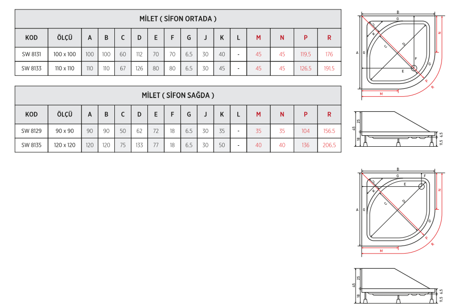 Душевой поддон Shower MILET с сиденьем полукруглый акриловый 90x90x18/45 см (С15351) - фото 4
