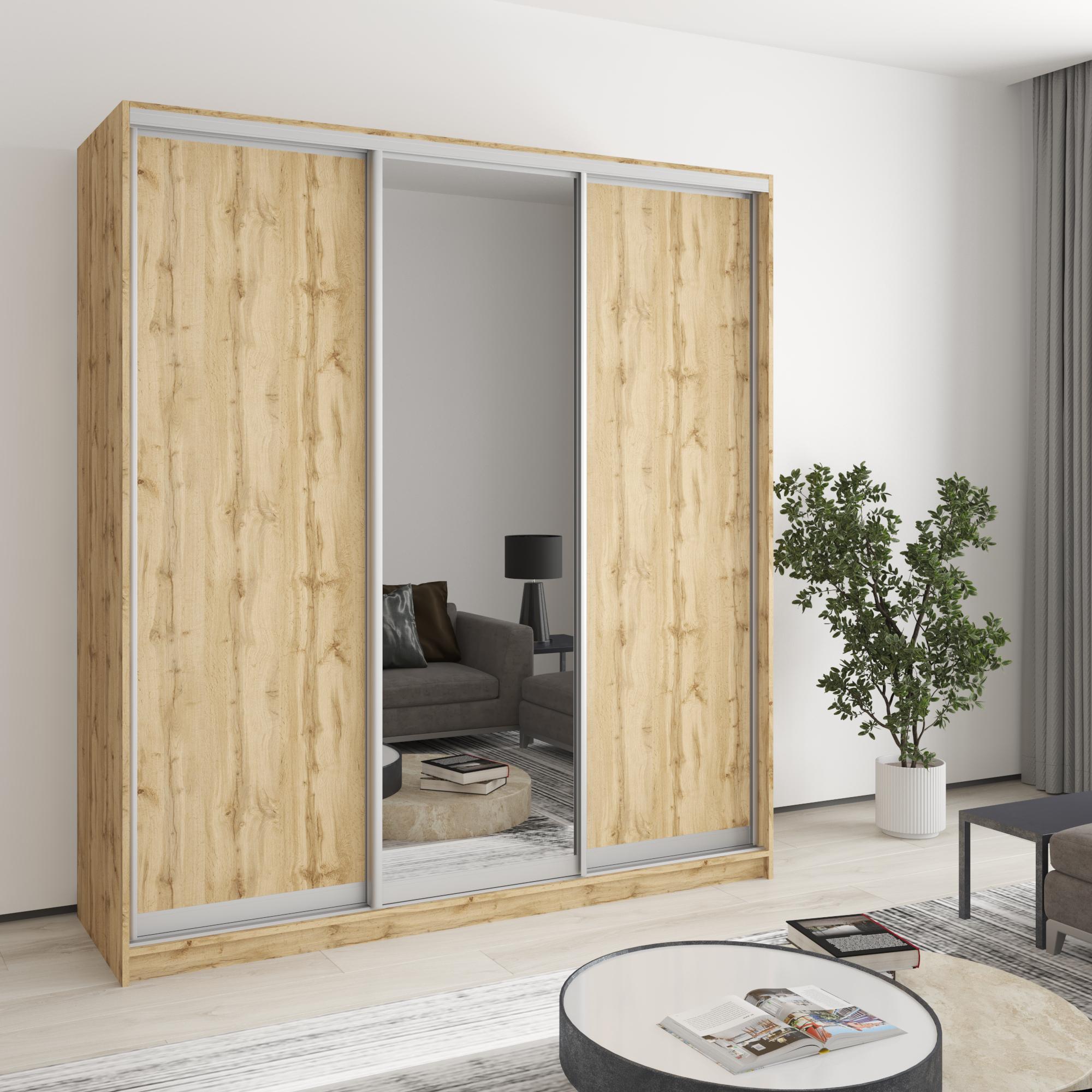 Шкаф-купе трехдверный MebelStar Комбо AL 2 ДСП/зеркало 190x45x210 см Дуб тахо (MBS-4274) Шкаф-купе трехдверный MebelStar Комбо AL 2 ДСП/зеркало 190x45x210 см Дуб тахо (MBS-4274)