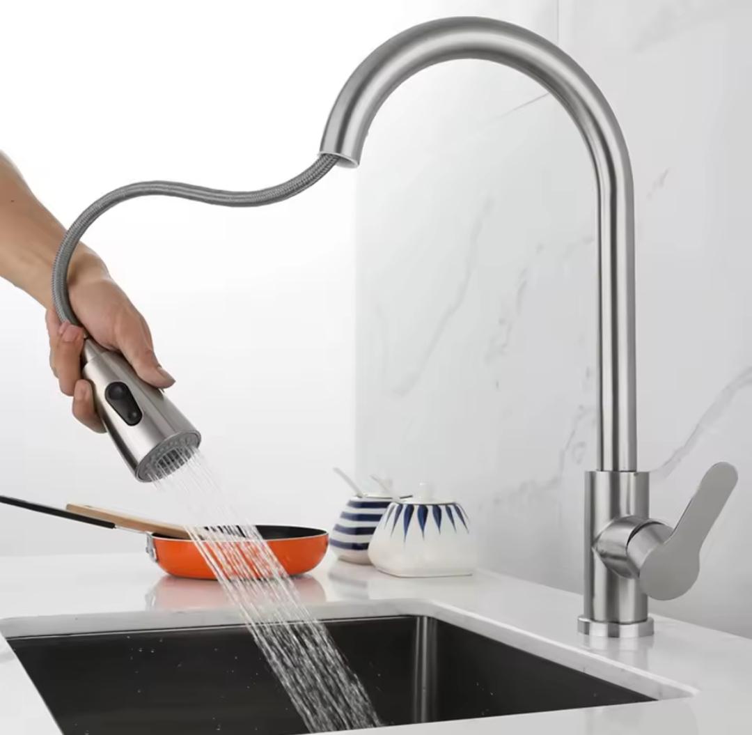 Смеситель для кухни однорычажный с выдвижной воронкой и гибким изливом - фото 2 Смеситель для кухни однорычажный с выдвижной воронкой и гибким изливом - фото 2