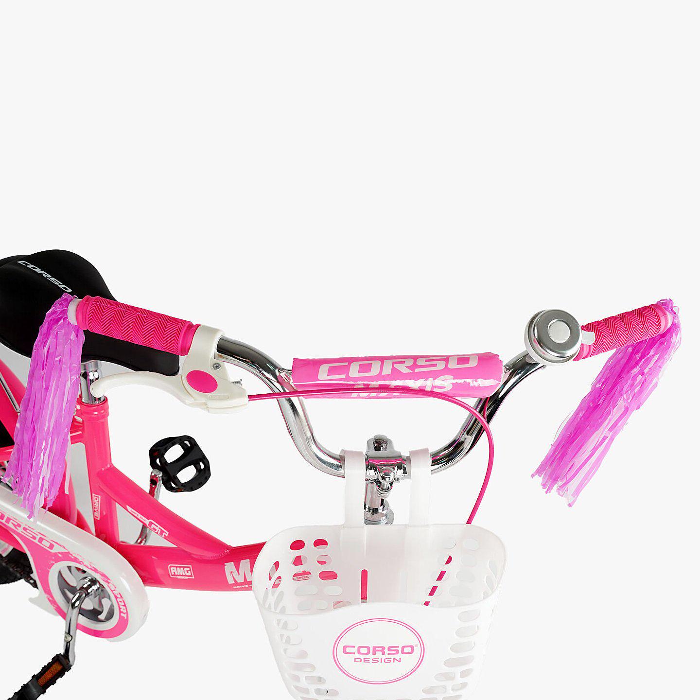 Велосипед двухколесный Corso MAXIS 16" для девочки с корзиной и багажником Малиновый - фото 5 Велосипед двухколесный Corso MAXIS 16" для девочки с корзиной и багажником Малиновый - фото 5