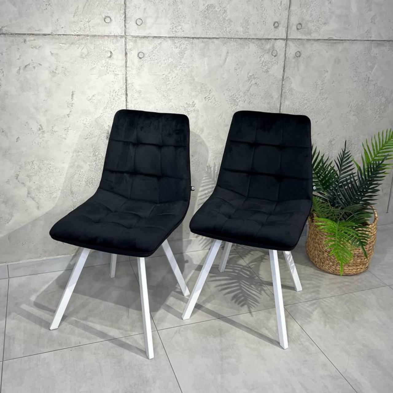 Стул кухонный велюровый Jam EximTextil Жасмин Черный/Белый мат