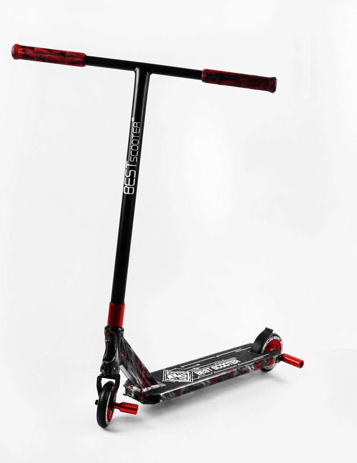 Самокат трюковый Best Scooter h/s Hic-система пеги алюминиевый диск/дека принт Skulls/Red (105673)