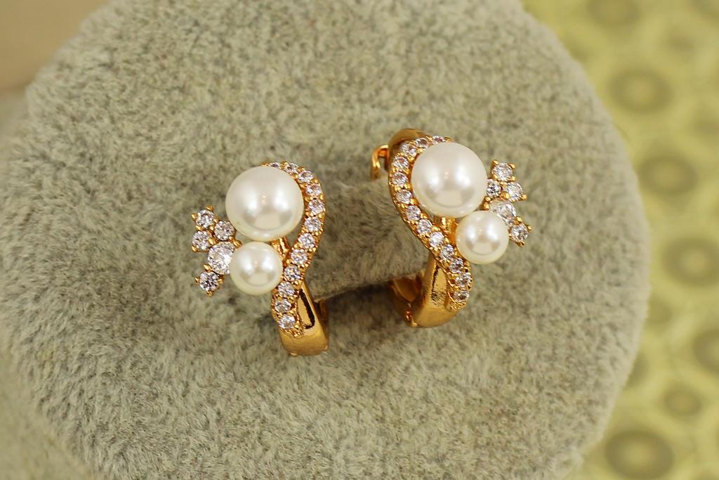 Серьги Xuping Jewelry Дуэт жемчужин 1,6 см Золотистый (29471806)