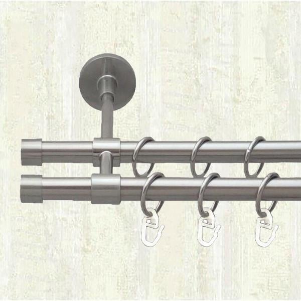 Карниз для штор Orvit Заглушка двухрядный 16/16 мм закрытый 200 см Нержавейка (000-7011)