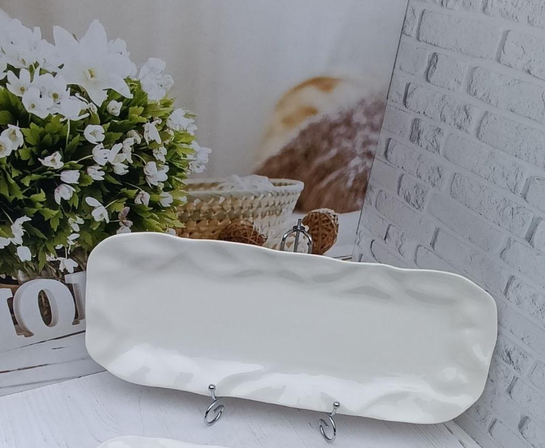 Блюдо сервировочное Stenson 5593-14 фарфоровое 35,5х13,5 см Белый