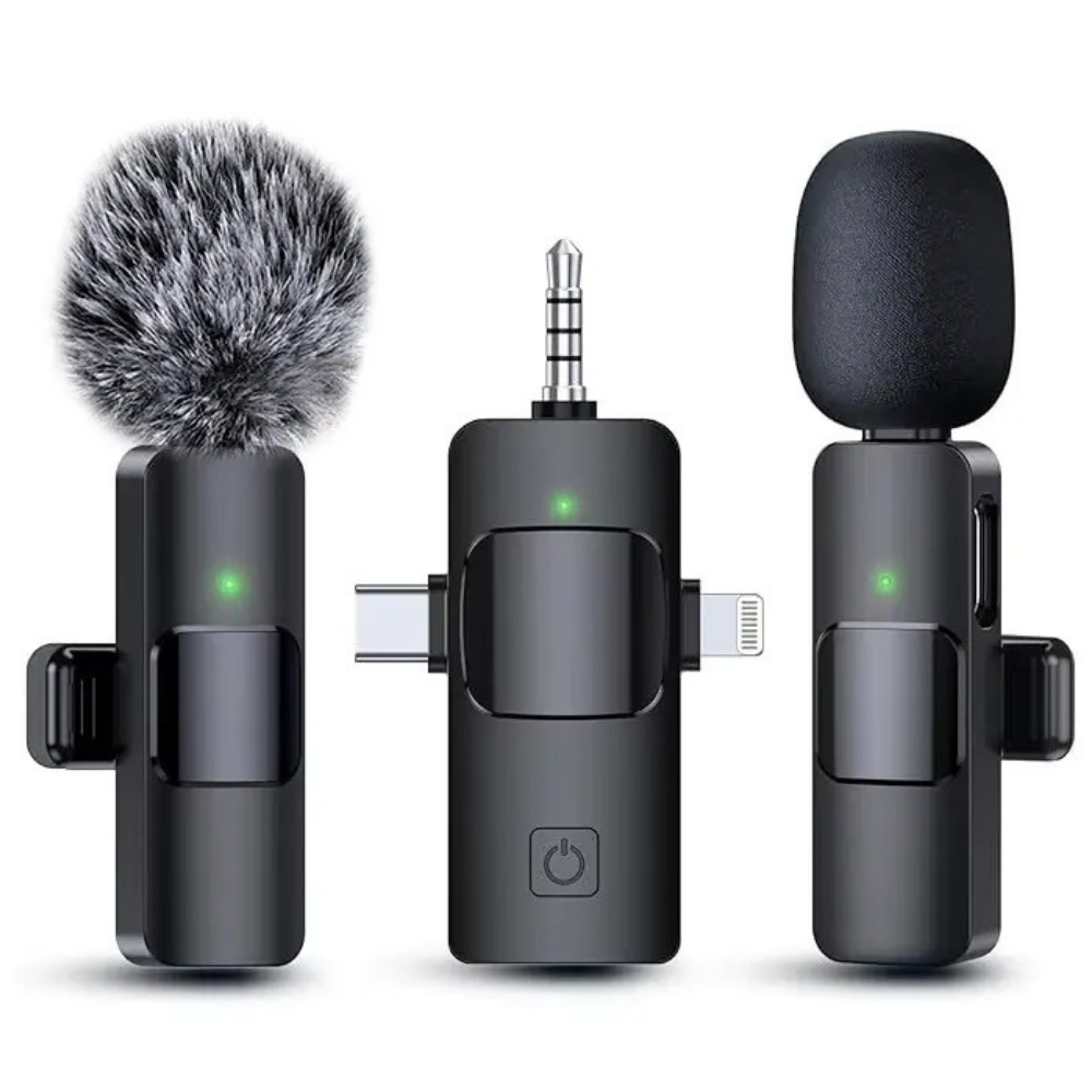 Микрофоны петличные беспроводные с шумоподавлением ONELEADER K15 подключение 3в1 Type C 3,5 мм Headphone Lightning