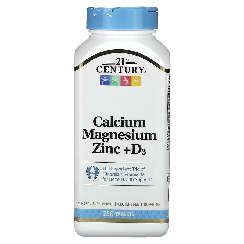 Витамины D3 21st Century Calcium Magnesium Zinc D3 250 таблеток