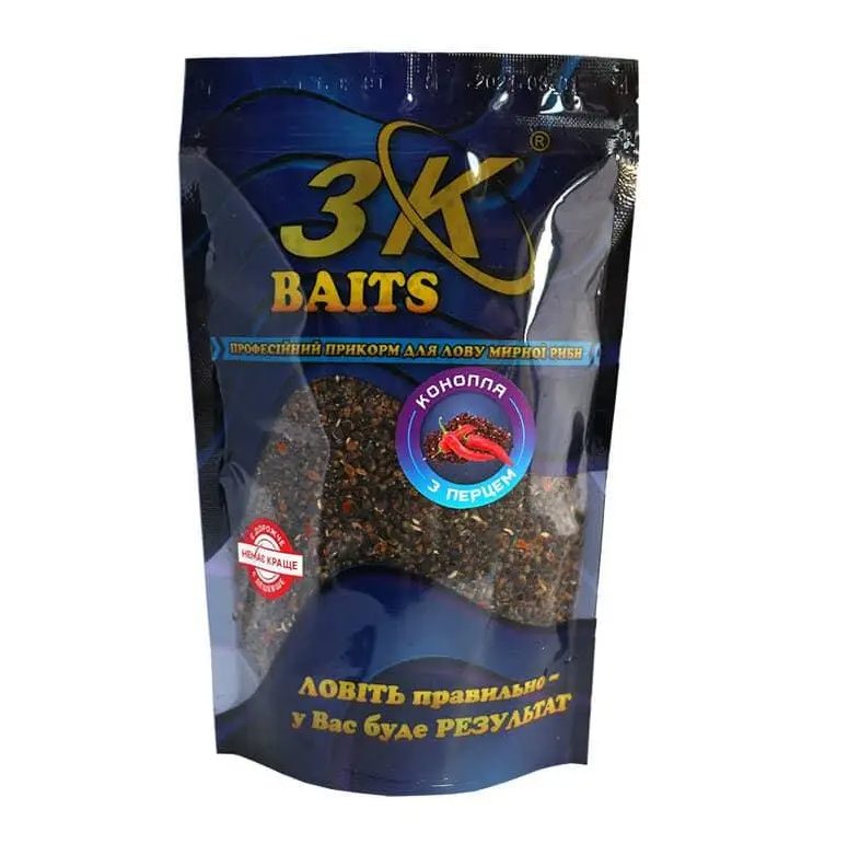 Прикормка 3Kbaits Конопля натуральна 400 г з перцем (NA002666)