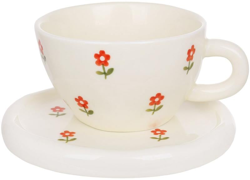 Чашка чайна Flower з фігурним блюдцем кераміка 350 мл (BD-992-841)