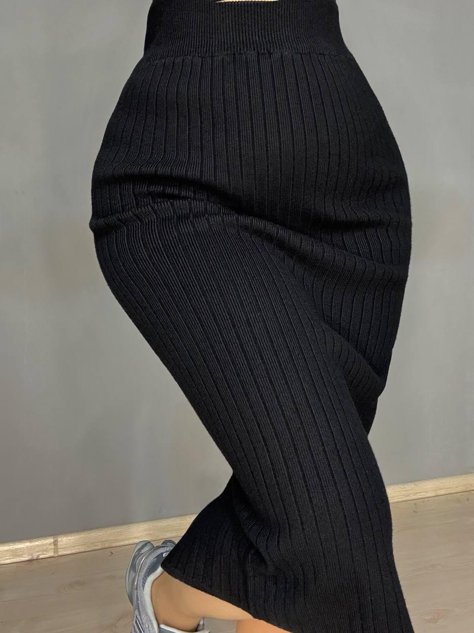 Юбка женская My fashion 478-123-70 вязаная в рубчик средней длины с разрезом OS Черный (5435) - фото 5 Юбка женская My fashion 478-123-70 вязаная в рубчик средней длины с разрезом OS Черный (5435) - фото 5