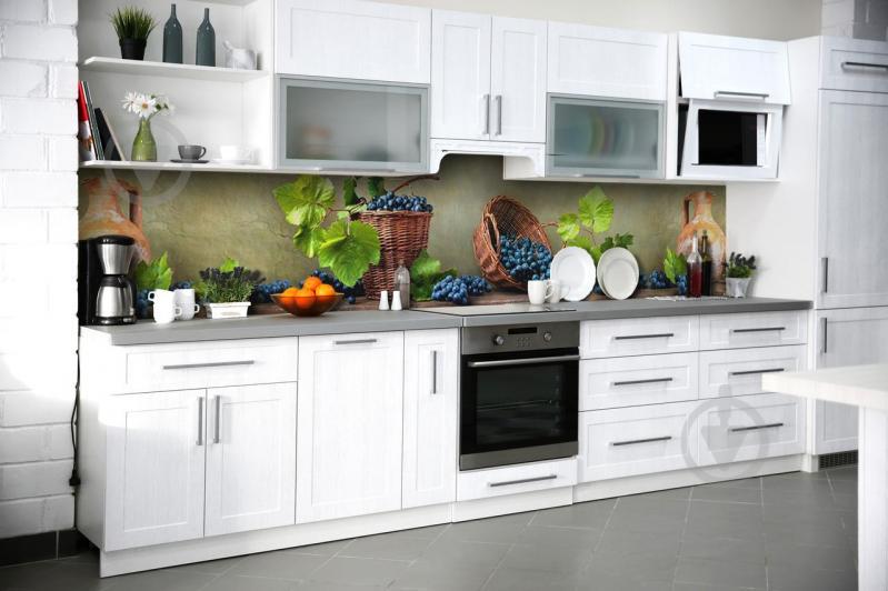 Скинали на кухню Zatarga «Синий Виноград» 600х2500 мм виниловая 3Д наклейка кухонный фартук самоклеящаяся Z180832