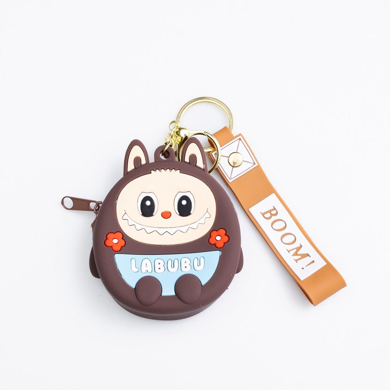 Кошелек-брелок Лабубу силиконовый на молнии 7,5х7х2,5 см Коричневый (HP-55-15B)