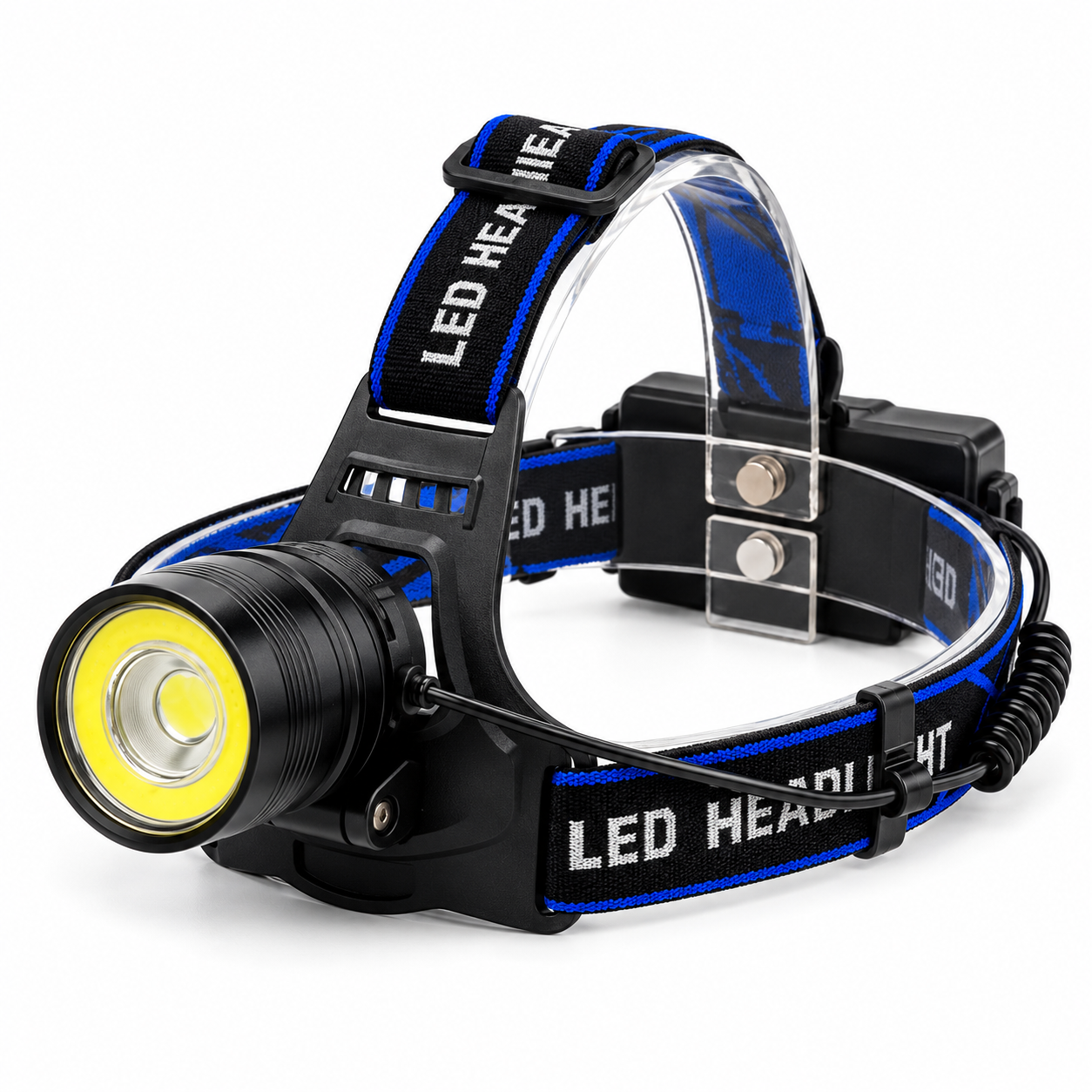 Налобный фонарь аккумуляторный LED с COB-кольцом 2 аккумулятора 18650 (38810127)