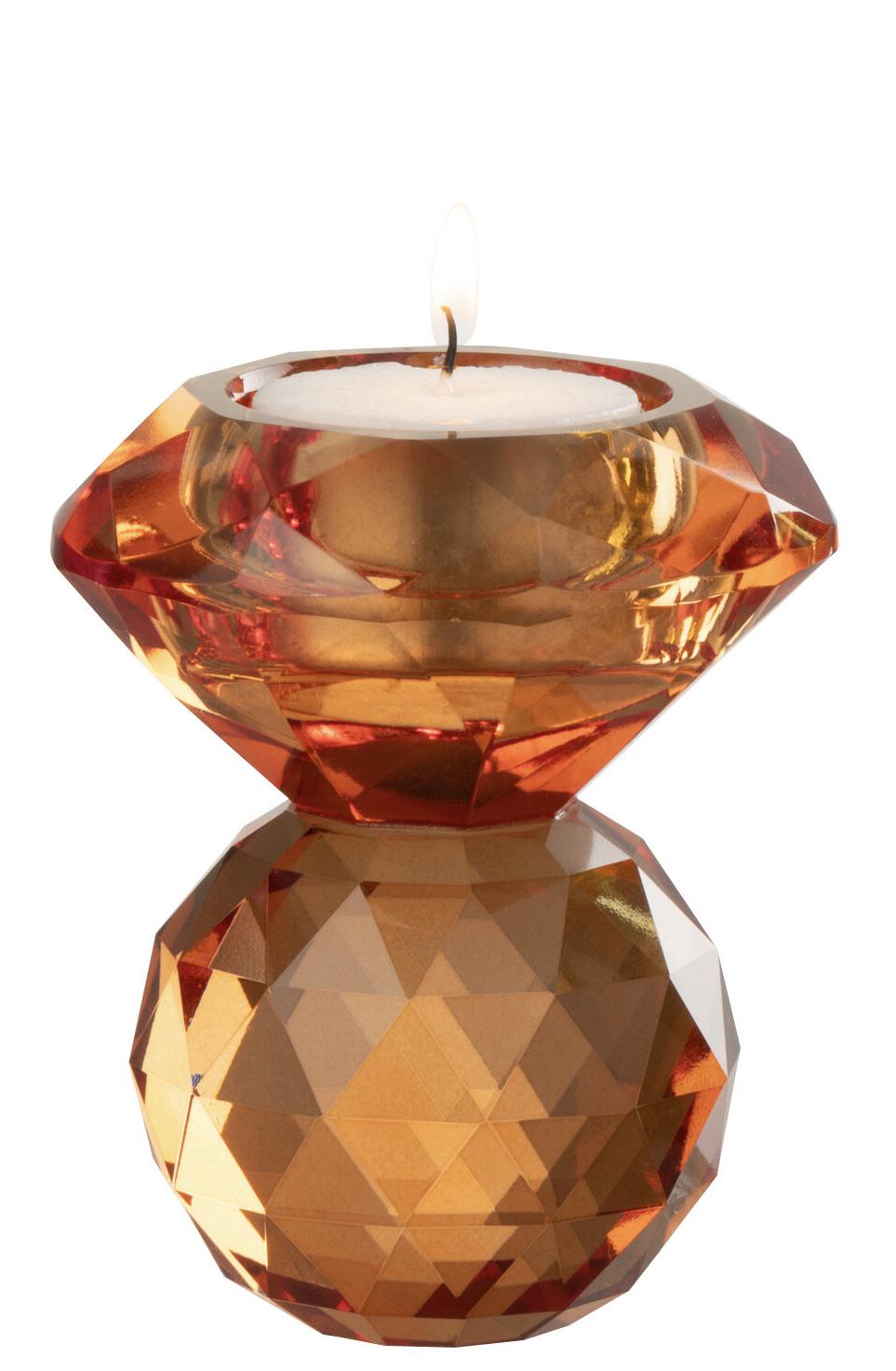 Свічник J-LINE скляний 10 см Помаранчевий