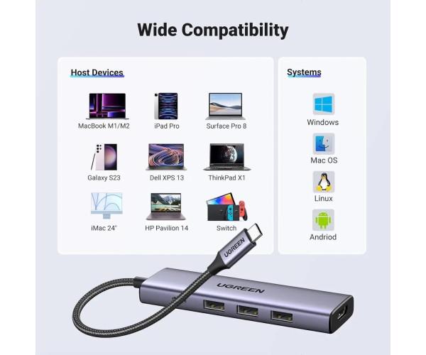 Хаб USB UGREEN Type-C Multifunction Adapter Grey - фото 7 Хаб USB UGREEN Type-C Multifunction Adapter Grey - фото 7