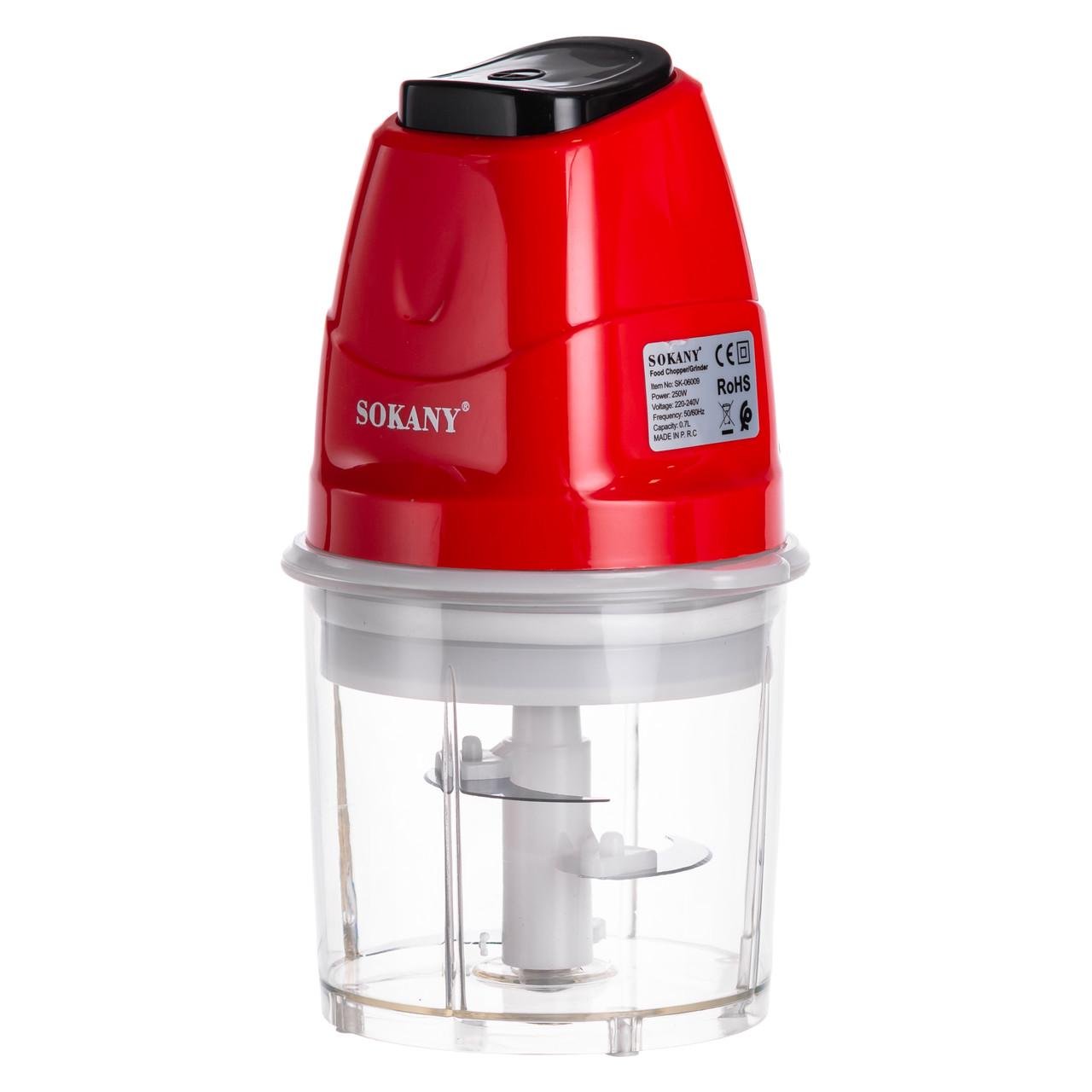 Чоппер измельчитель Sokany SK-06009R кухонный электрический 250 Вт с чашей 0,7 л (SK-06009R) - фото 3